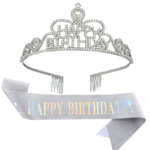 Crown Hairband Metal Hair Accessories With Letters Text Flower Pattern For Party