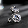 Crown Zircon Stud Earrings Copper Geometric Style Women's Ear Jewelry