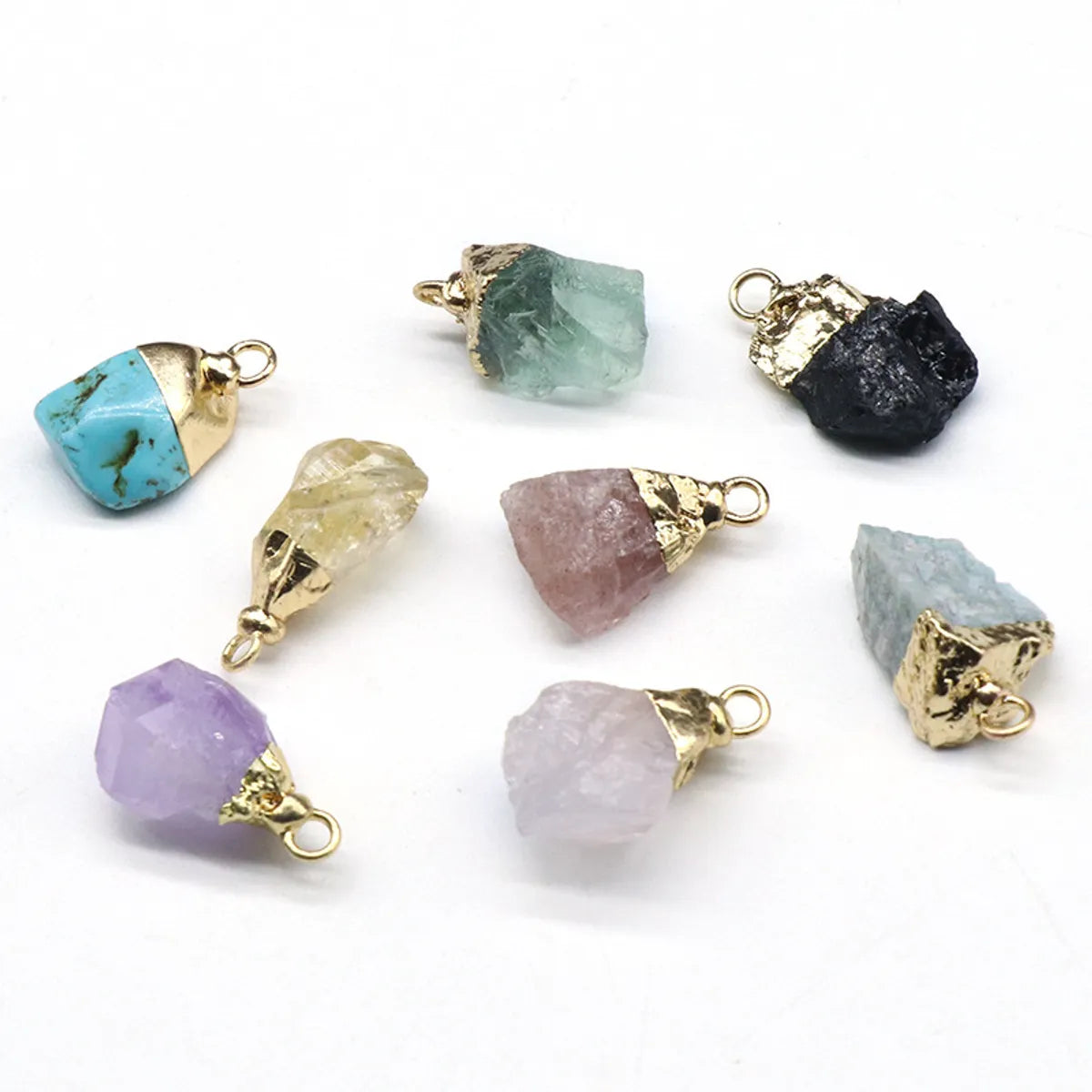 Crystal Agate Stone Rough Stone Gilding Electroplated Small Pendant Semi-Finished Diy Bracelet Necklace Earrings Jewelry Material