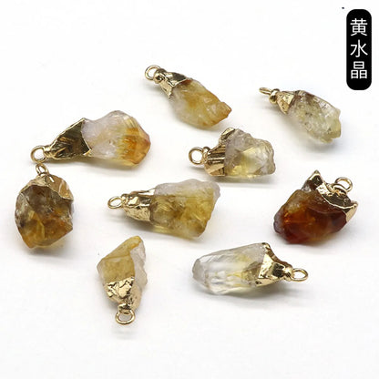 Crystal Agate Stone Rough Stone Gilding Electroplated Small Pendant Semi-Finished Diy Bracelet Necklace Earrings Jewelry Material