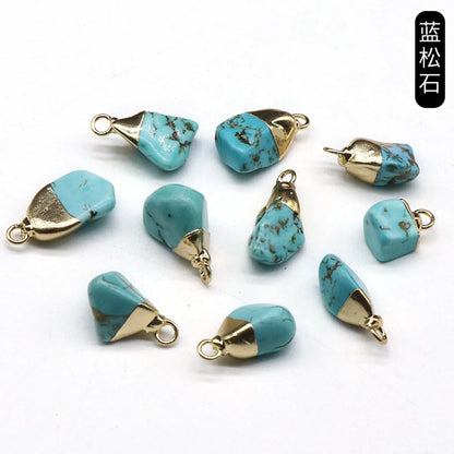 Crystal Agate Stone Rough Stone Gilding Electroplated Small Pendant Semi-Finished Diy Bracelet Necklace Earrings Jewelry Material