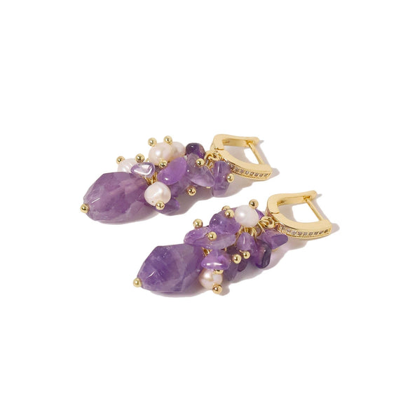 Crystal And Natural Pearl Handmade Geometric Light Luxury Women's Earrings