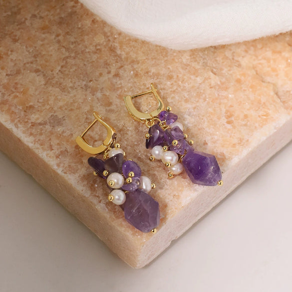 Crystal And Natural Pearl Handmade Geometric Light Luxury Women's Earrings