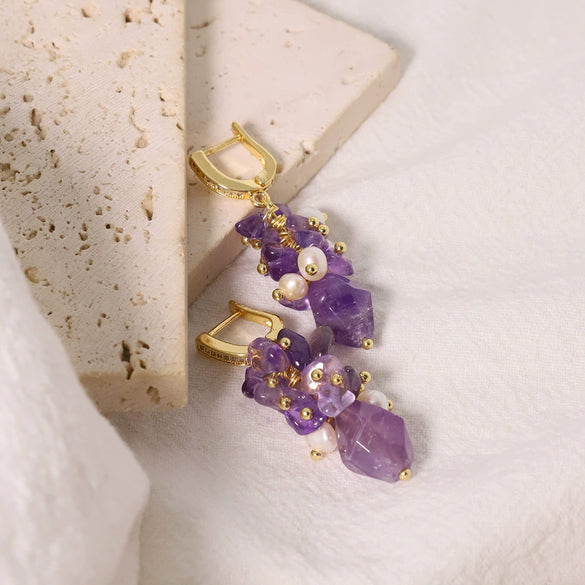 Crystal And Natural Pearl Handmade Geometric Light Luxury Women's Earrings