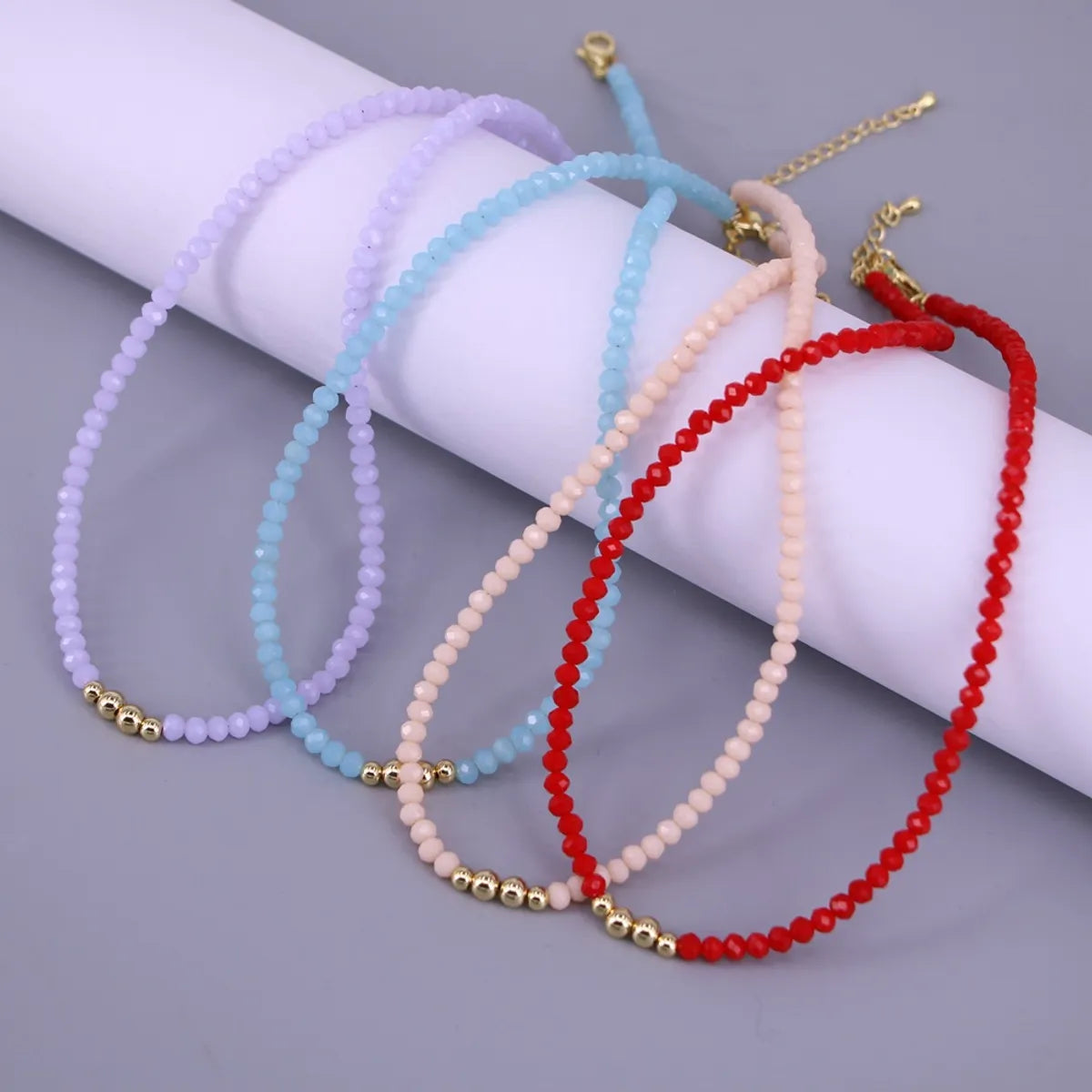 Crystal Beaded Necklace Clavicle Chain  Color Necklace