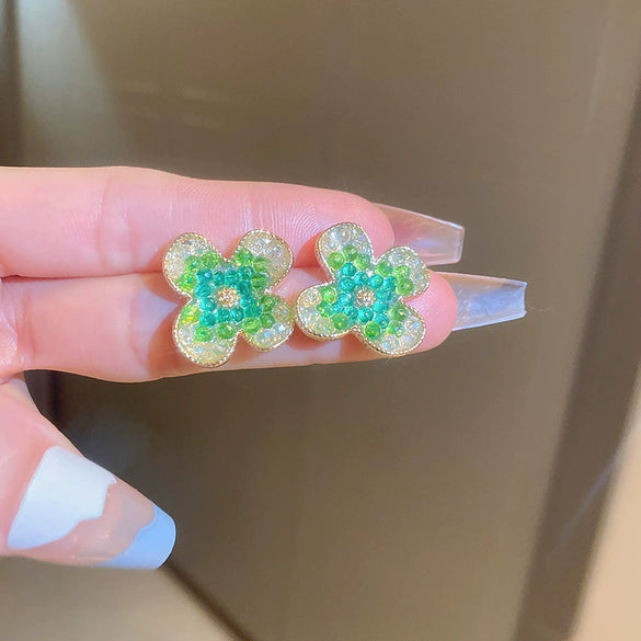 Crystal Colorful Flower Earrings Forest Style For Women