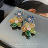Crystal Colorful Flower Earrings Forest Style For Women