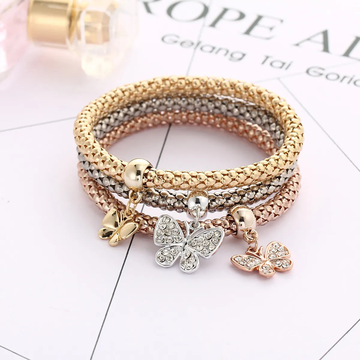 Fashion Butterfly Alloy Layered Plating Rhinestones Women's Bangle