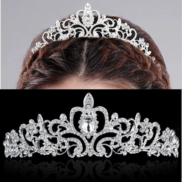 Crystal Diamond Bride Wedding Hair Crown Birthday Headdress Hair Accessories Ball Crown Show Headband