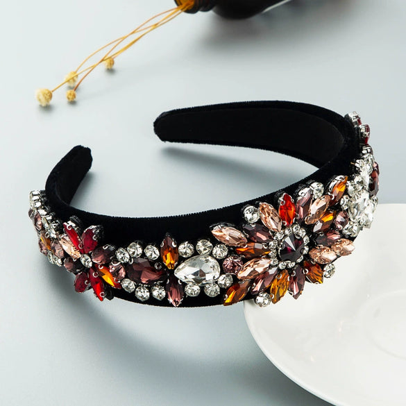 Crystal Flower Hair Hoop Headband For Women Sparkling Glass Rhinestone Fashion Accessory With Luxury Street Style