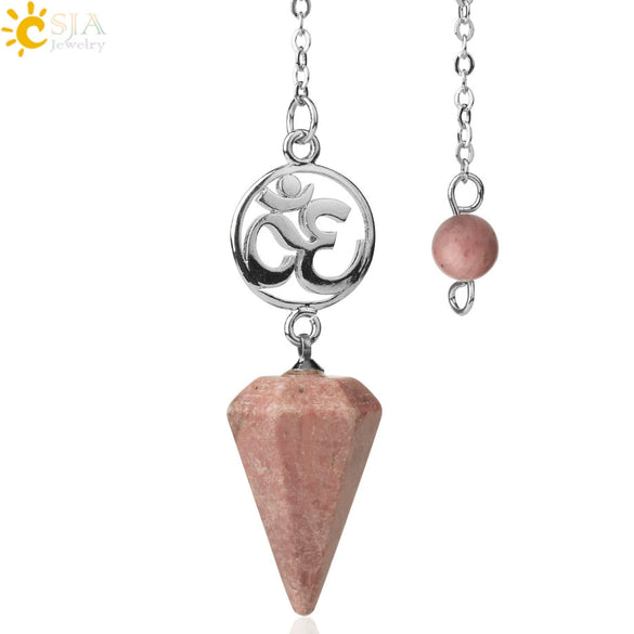 Crystal Hexagon Pointed Pendulum Pendant Electroplated Semi Precious Stone Spiritual Jewelry