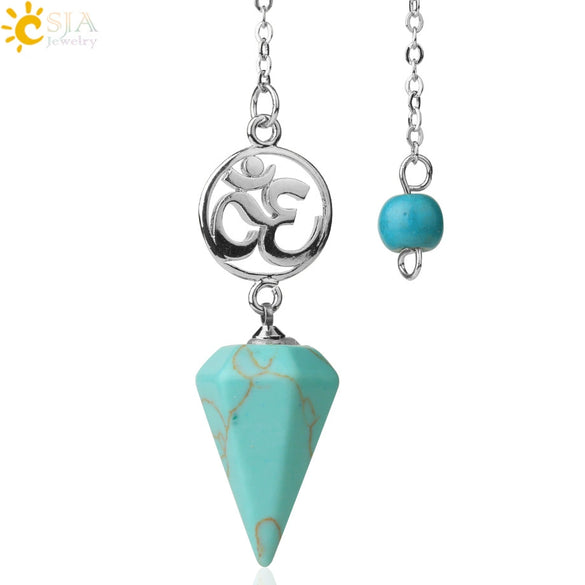 Crystal Hexagon Pointed Pendulum Pendant Electroplated Semi Precious Stone Spiritual Jewelry