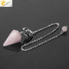 Crystal Hexagon Pointed Pendulum Pendant Electroplated Semi Precious Stone Spiritual Jewelry