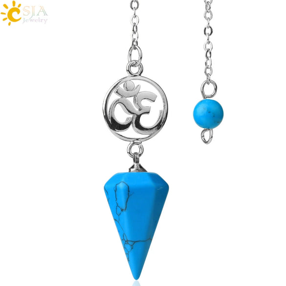 Crystal Hexagon Pointed Pendulum Pendant Electroplated Semi Precious Stone Spiritual Jewelry