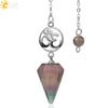 Crystal Hexagon Pointed Pendulum Pendant Electroplated Semi Precious Stone Spiritual Jewelry
