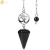 Crystal Hexagon Pointed Pendulum Pendant Electroplated Semi Precious Stone Spiritual Jewelry