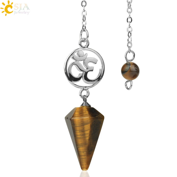 Crystal Hexagon Pointed Pendulum Pendant Electroplated Semi Precious Stone Spiritual Jewelry