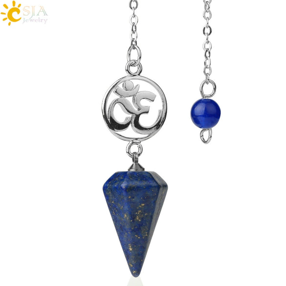 Crystal Hexagon Pointed Pendulum Pendant Electroplated Semi Precious Stone Spiritual Jewelry