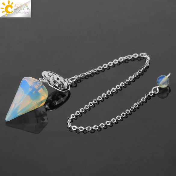 Crystal Hexagon Pointed Pendulum Pendant Electroplated Semi Precious Stone Spiritual Jewelry