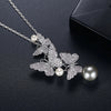 Crystal Pearl Butterfly Necklace With Electroplated Copper Zircon Pendant And Cross Chain For Women