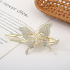 Crystal Rose Gold Plated Rhinestone Women's Hair Top Clip With Diamond Design