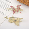 Crystal Rose Gold Plated Rhinestone Women's Hair Top Clip With Diamond Design