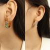Cshaped Rhinestone Inlaid Colored Diamond Stainless Steel Electroplated Women's Earrings