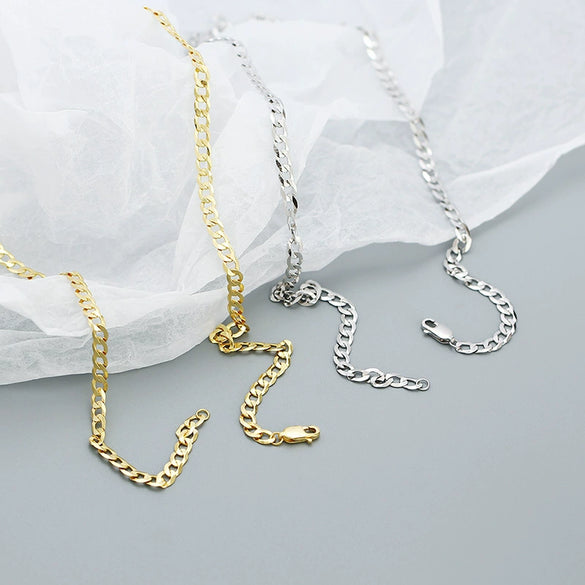 Cuban Chain Hip Hop Necklace S925 Silver Ins Style Geometric Electroplated