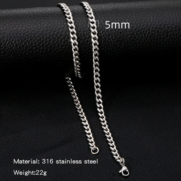 Cuban Chain Necklace Hip Hop Street Culture Wave Pattern Electroplated For Men And Women