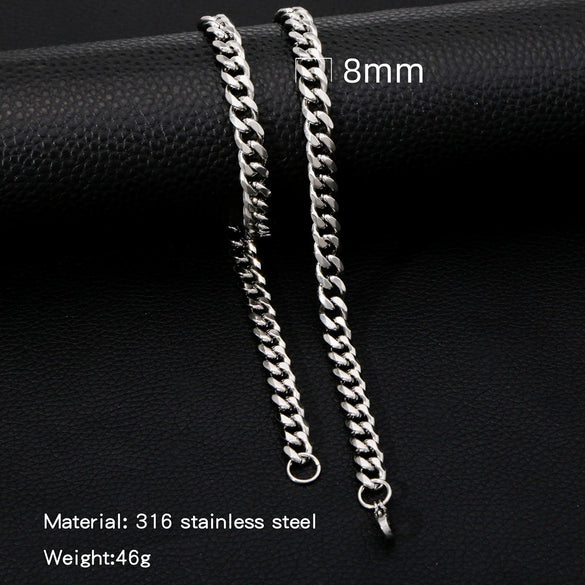 Cuban Chain Necklace Hip Hop Street Culture Wave Pattern Electroplated For Men And Women