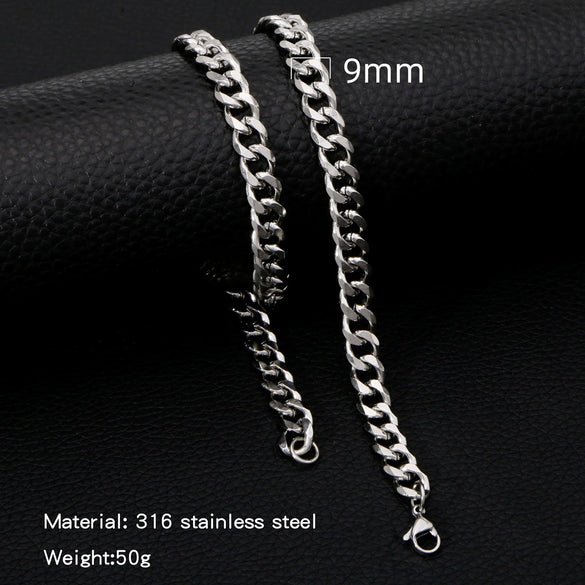 Cuban Chain Necklace Hip Hop Street Culture Wave Pattern Electroplated For Men And Women