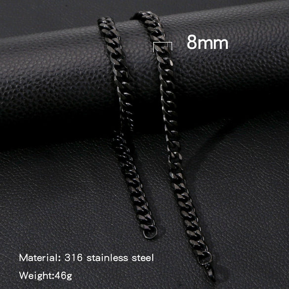 Cuban Chain Necklace Hip Hop Street Culture Wave Pattern Electroplated For Men And Women