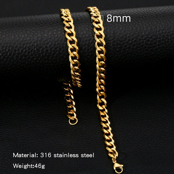 Cuban Chain Necklace Hip Hop Street Culture Wave Pattern Electroplated For Men And Women