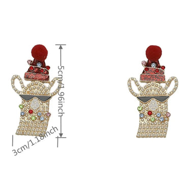 Cute Alpaca Alloy Inlay Artificial Pearls Rhinestones Christmas Women's Drop Earrings