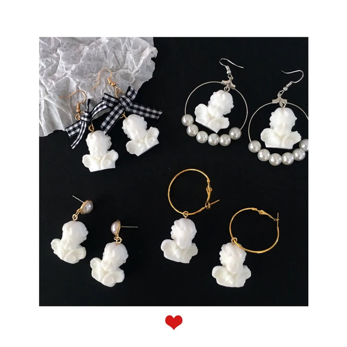 Cute And Funny Baroque Little Angel Cupid Bow Earrings