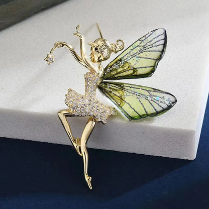 Cute Angel Wings Alloy Inlay Zircon Women'S Brooches