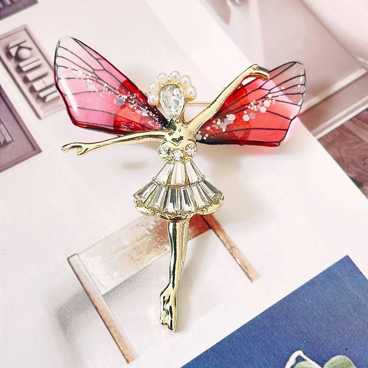 Cute Angel Wings Alloy Inlay Zircon Women'S Brooches