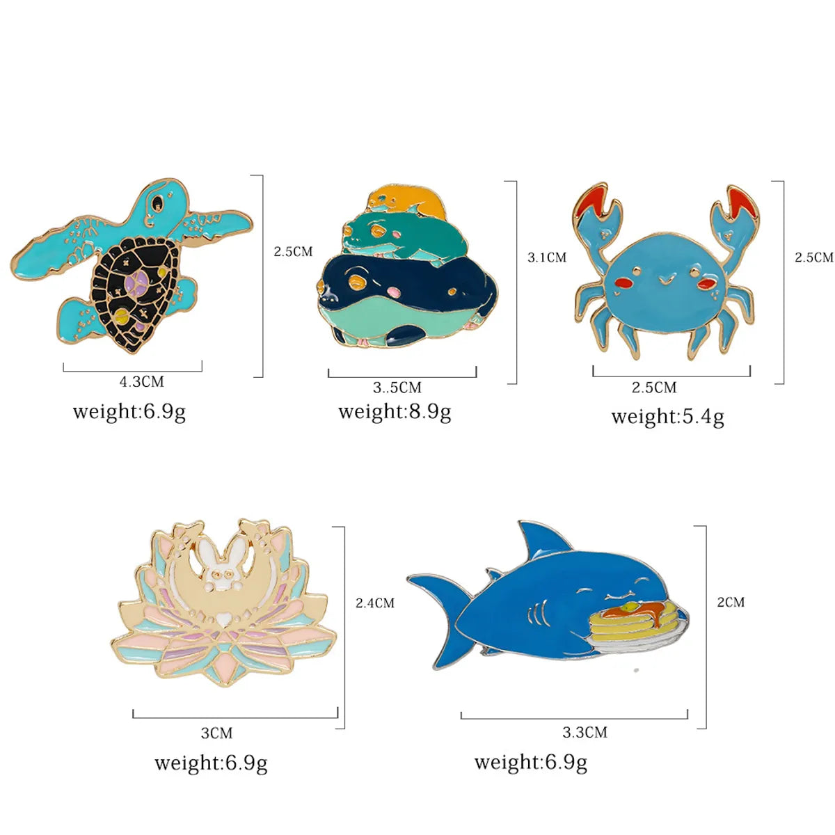 Cute Animal Alloy Metal Enamel Stoving Varnish Plating Unisex Brooches