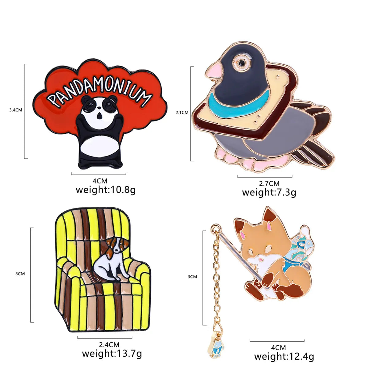 Cute Animal Alloy Metal Enamel Stoving Varnish Plating Unisex Brooches