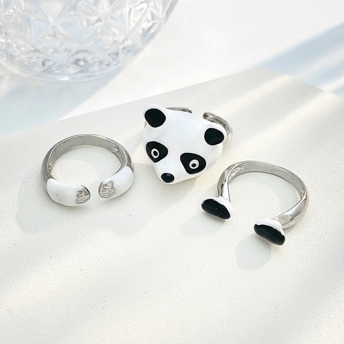 Cute Animal Bear Alloy Enamel Women's Open Rings