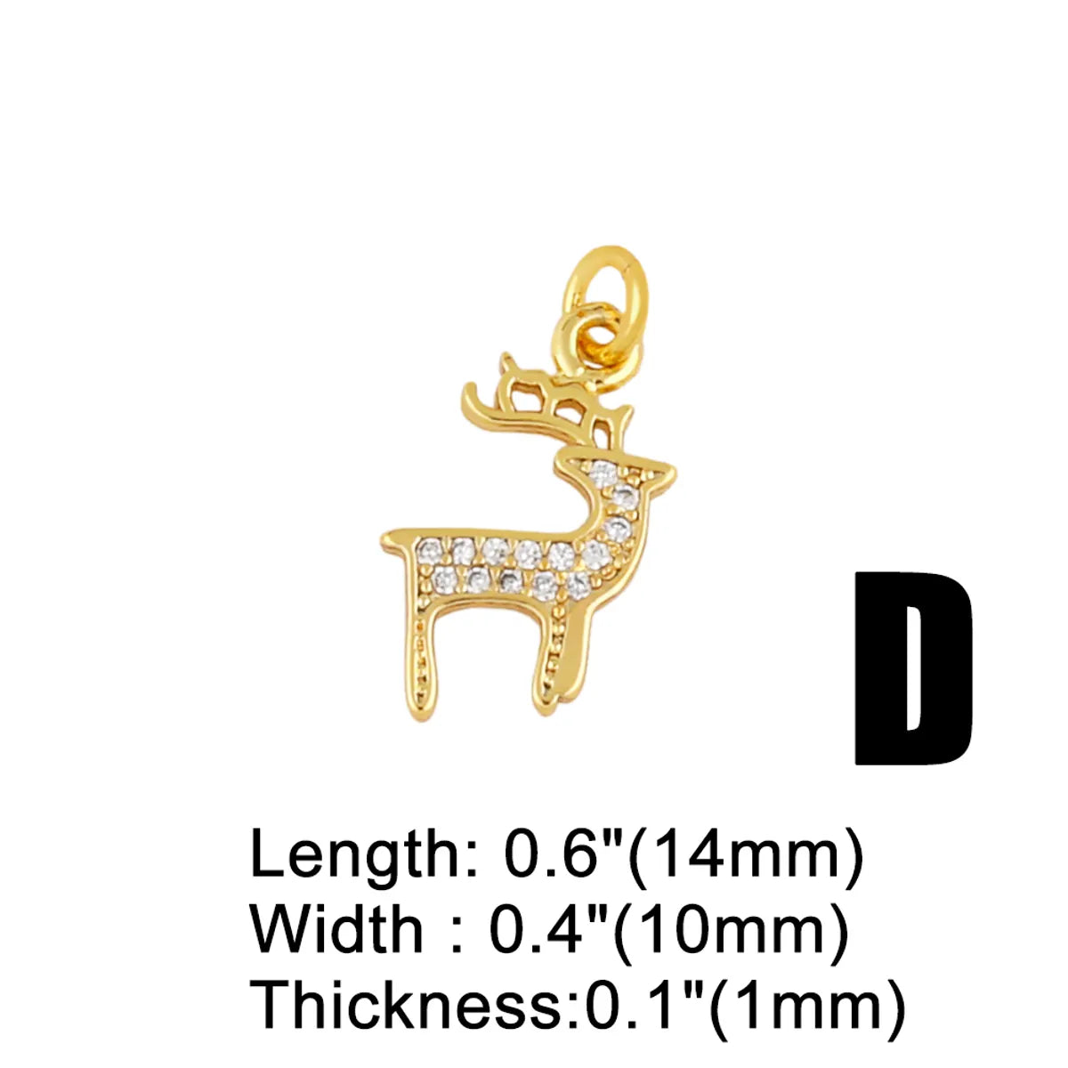 Cute Animal Bear Elk Copper Plating Inlay Zircon 18k Gold Plated Pendants Jewelry Accessories