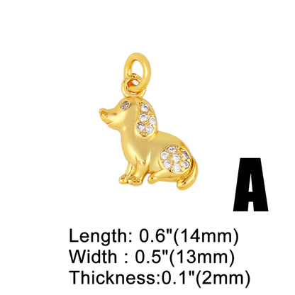 Cute Animal Bear Elk Copper Plating Inlay Zircon 18k Gold Plated Pendants Jewelry Accessories