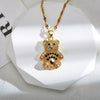 Wholesale Jewelry Cute Animal Bear Titanium Steel Copper Zircon Gold Plated Plating Inlay Pendant Necklace