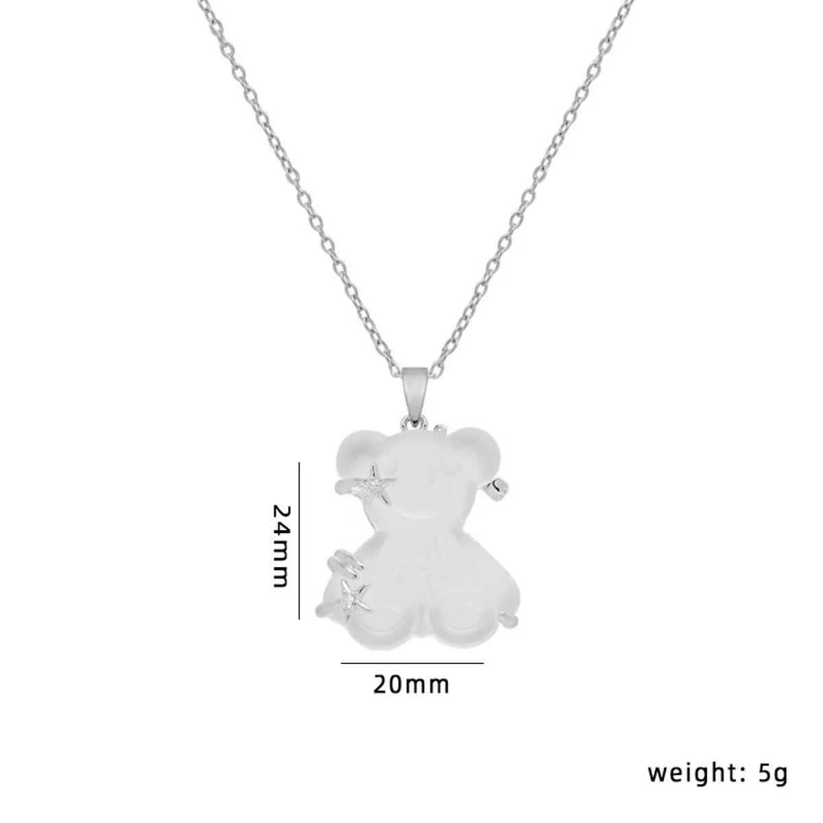 Cute Animal Bear Titanium Steel Copper Zircon Pendant Necklace In Bulk