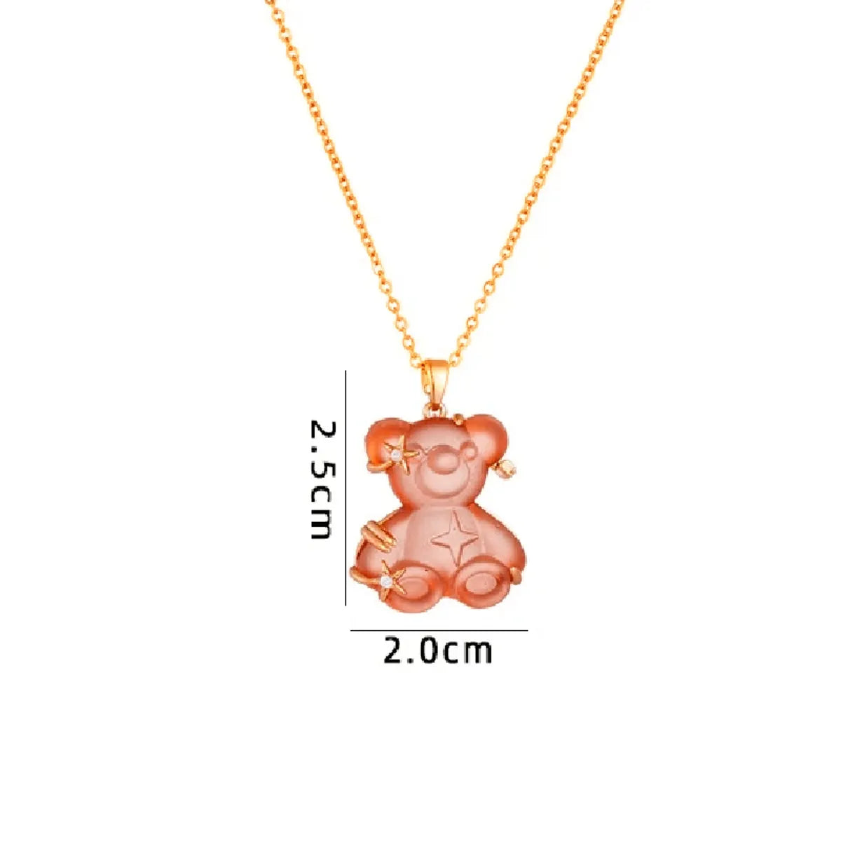 Cute Animal Bear Titanium Steel Copper Zircon Pendant Necklace In Bulk