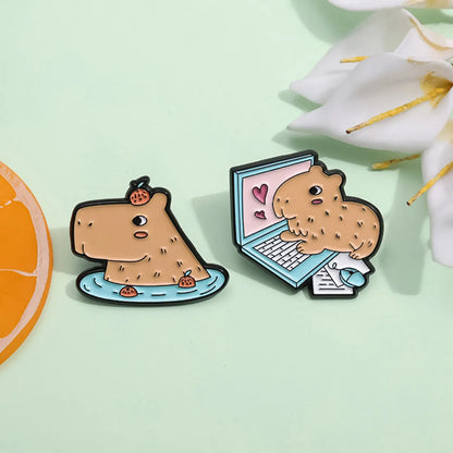 Cute Animal Cartoon Capybara Alloy Plating Unisex Brooches