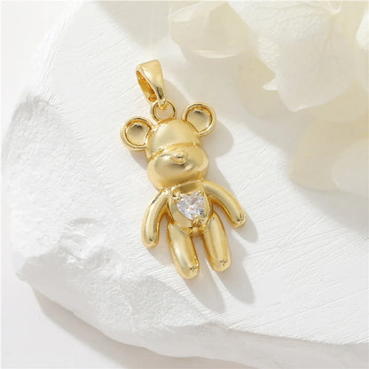 Cute Animal Copper Plating Inlay Artificial Pearls Zircon Charms Jewelry Accessories