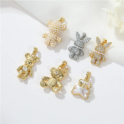 Cute Animal Copper Plating Inlay Artificial Pearls Zircon Charms Jewelry Accessories