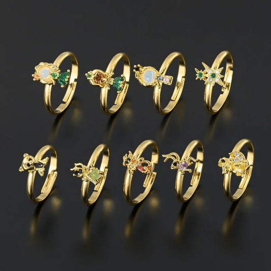 Cute Animal Copper Gold Plated Silver Plated Zircon Open Rings In Bulk