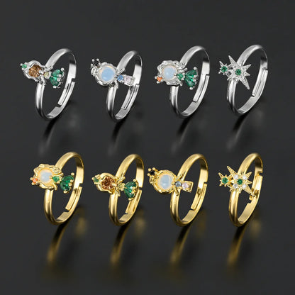 Cute Animal Copper Gold Plated Silver Plated Zircon Open Rings In Bulk